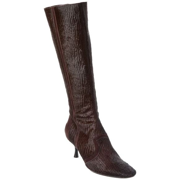 Tod’S Haircalf & Suede Knee-High Boot, Brown - Picture 1 of 5